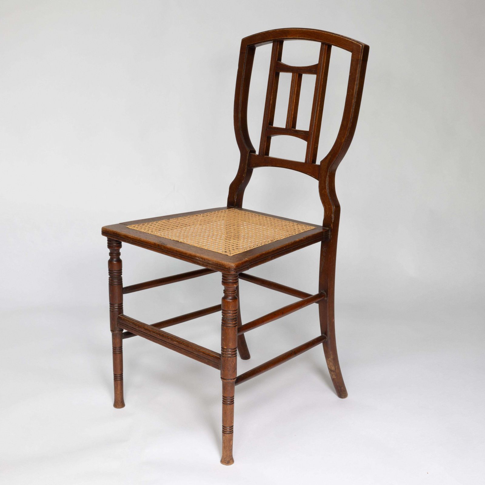 H W Batley Attr. Jas Shoolbred Pair Of Aesthetic Movement Cane Seat Beech Chairs photo vinterior