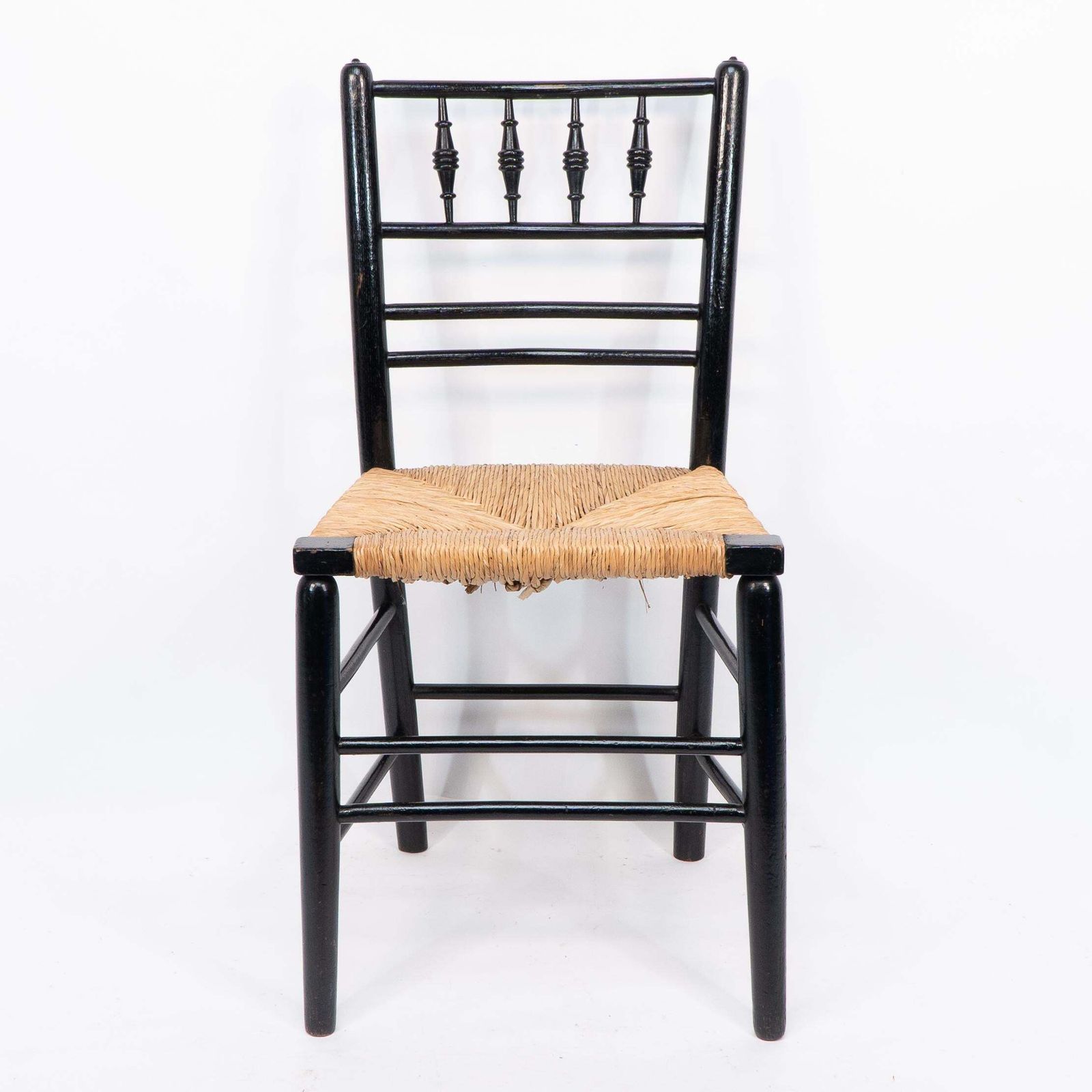 Morris & Co Attr To Philip Webb. Aesthetic Movement Pair Rush Seat Sussex Chairs photo for sale