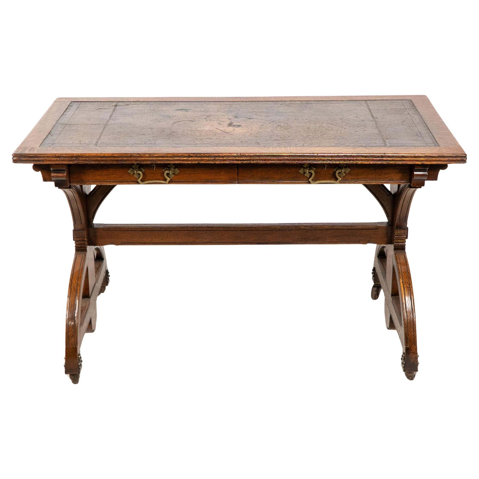 Bruce Talbert Attributed For Cox & Sons. A Good Period Gothic Revival Oak Desk photo furniture