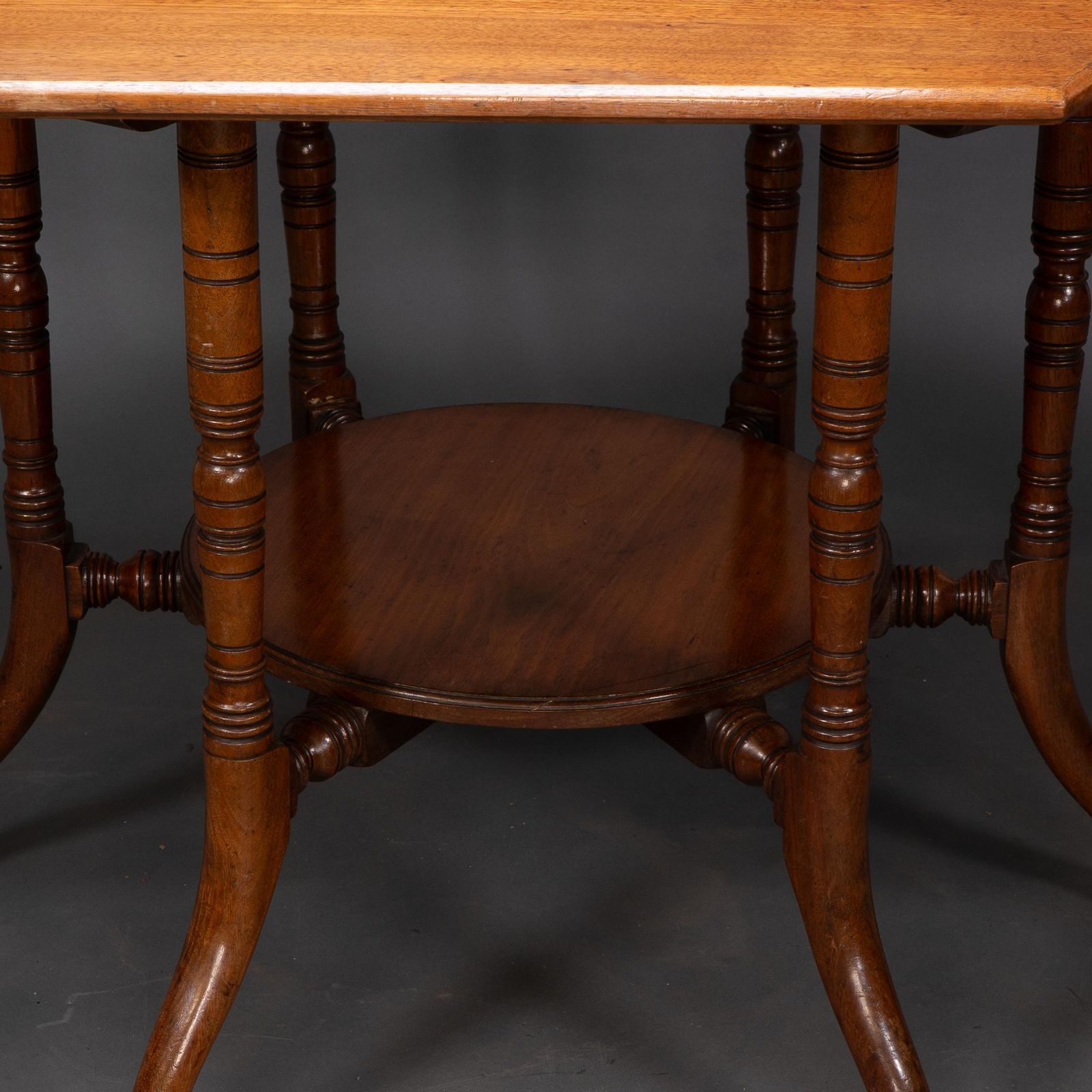 Collinson & Lock Attributed. An Aesthetic Movement Walnut Octagonal Center Table photo vintage
