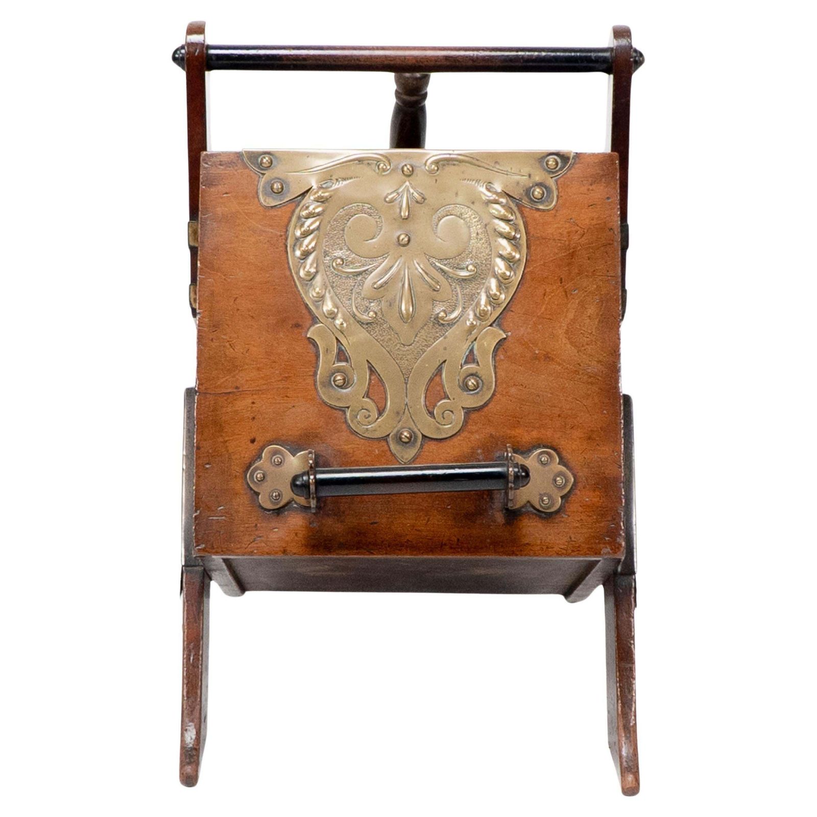 DR C Dresser. An Aesthetic Movement Walnut Coal Box With Stylized Brass Panels photo furniture