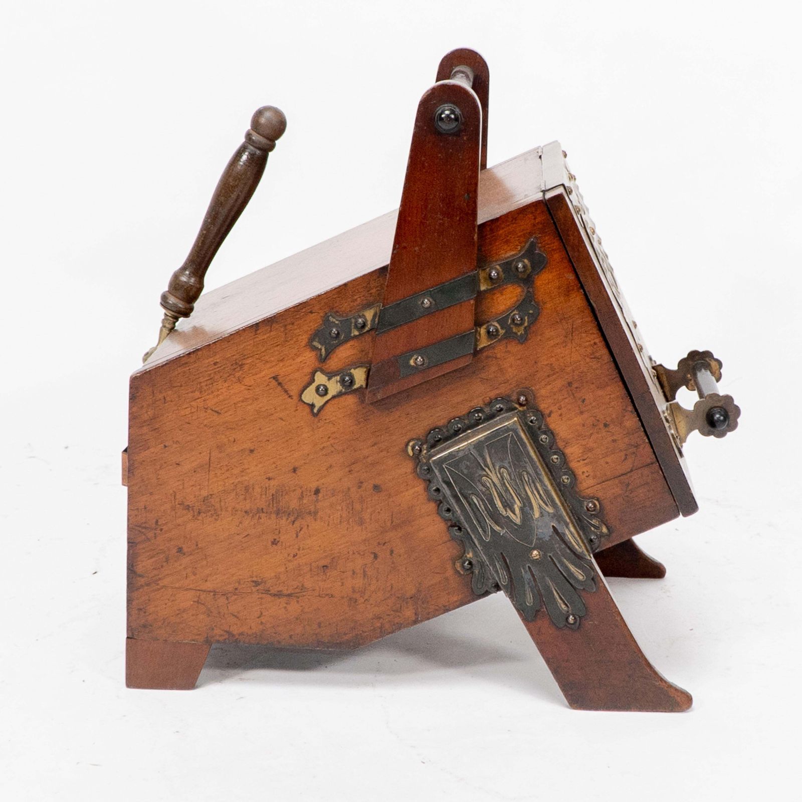 DR C Dresser. An Aesthetic Movement Walnut Coal Box With Stylized Brass Panels photo Home Fixtures