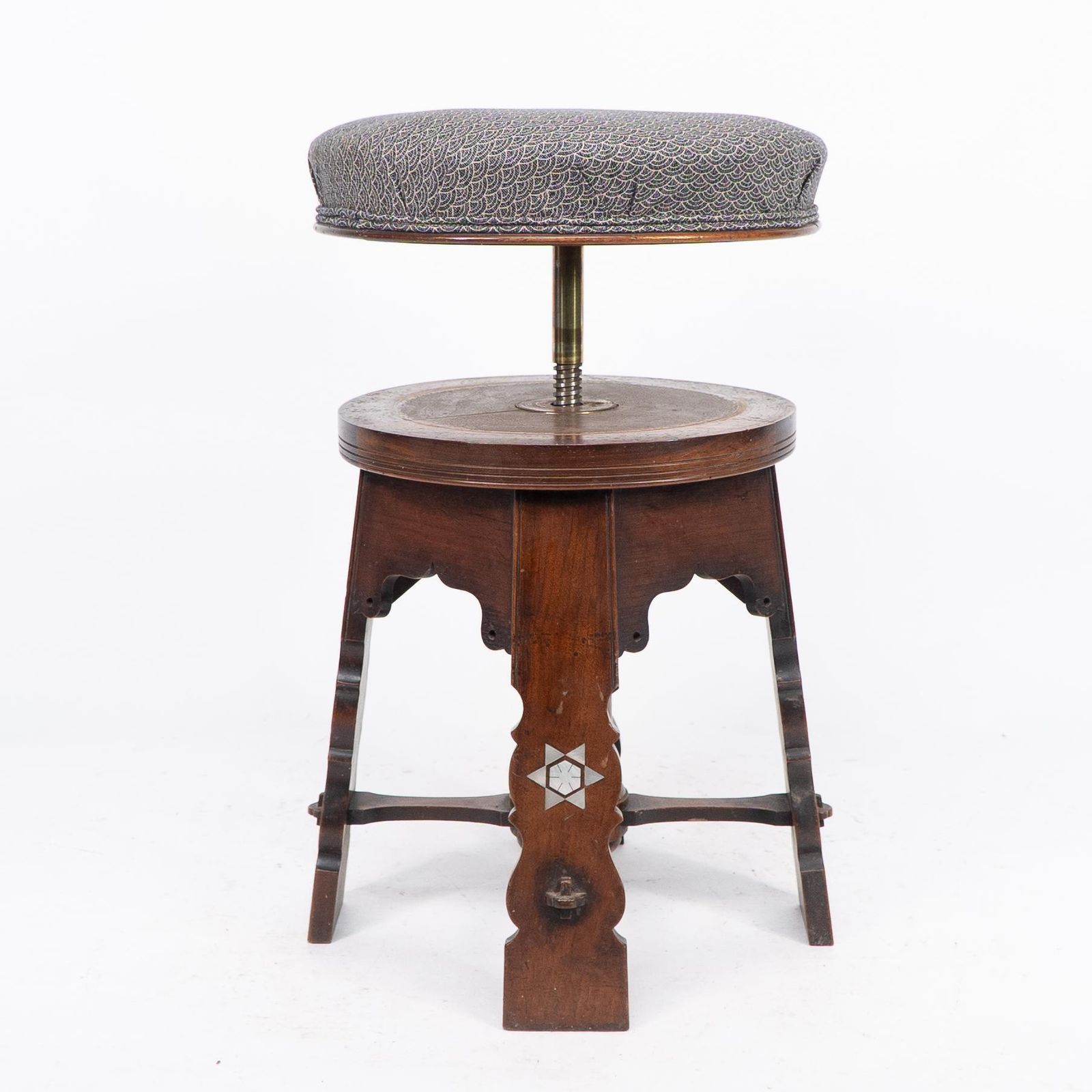 photo furniture Liberty And Co Attri. A Rare Moorish Walnut Revolving Stool With Moorish Arches