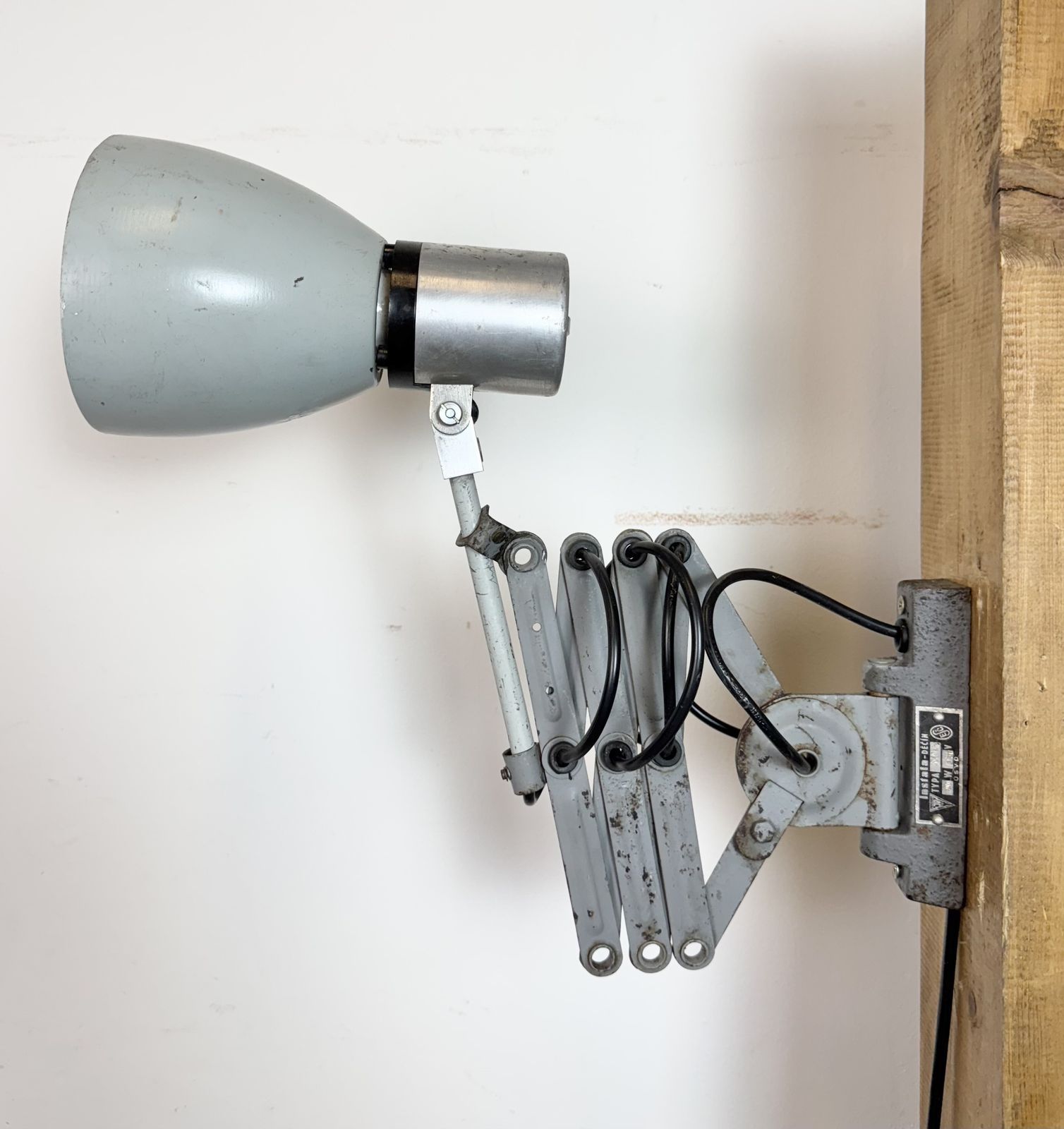 photo for sale Industrial Grey Scissor Wall Lamp, 1960s