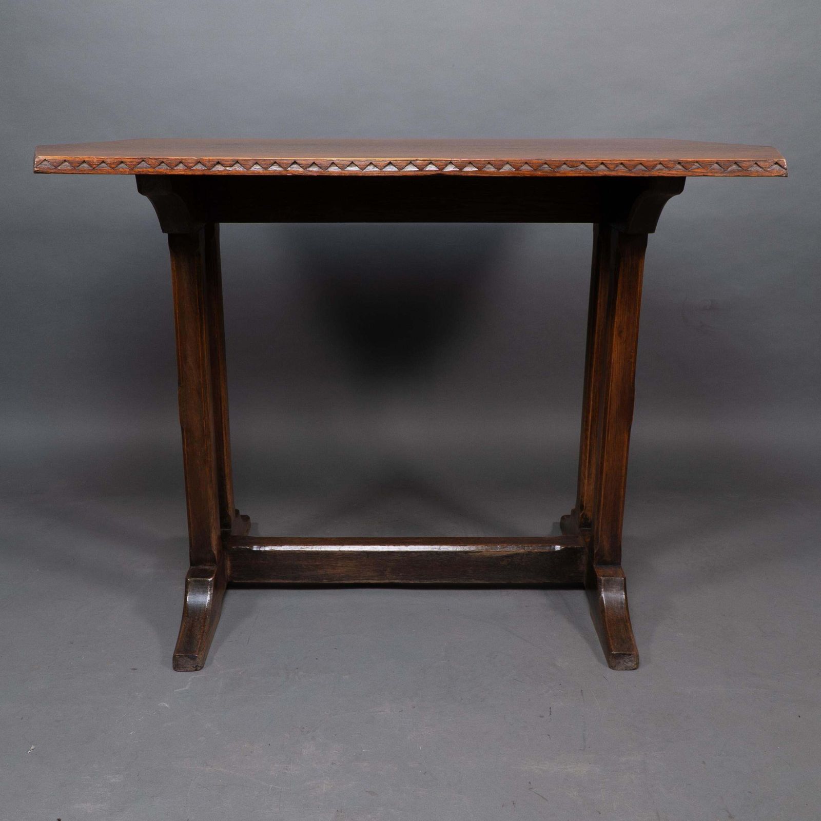 Cotswold Style Oak Refectory Dining Or Library Table With Carved Chevron Details photo buy