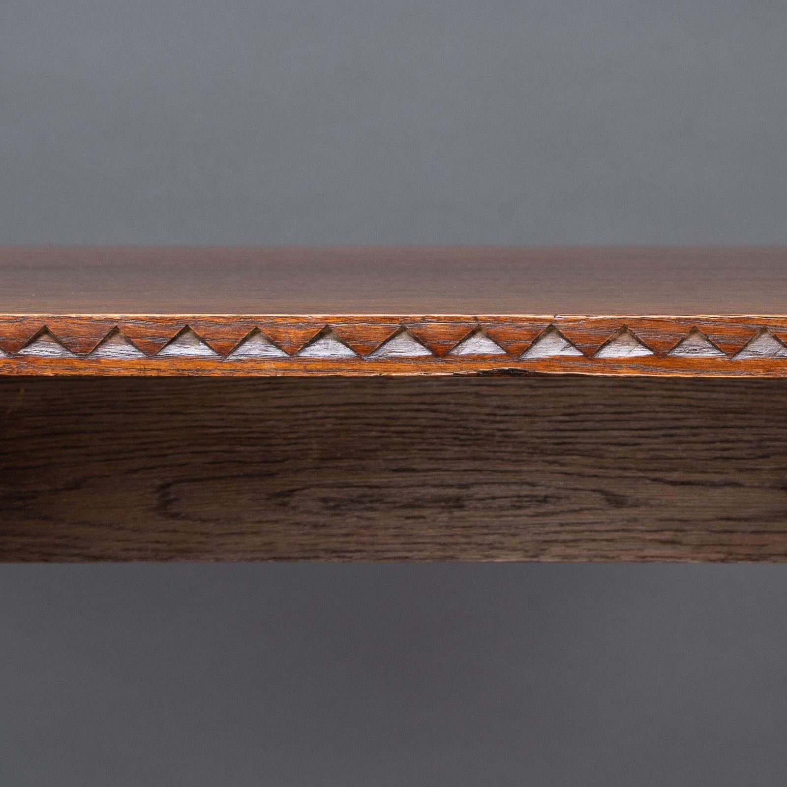 photo for sale Cotswold Style Oak Refectory Dining Or Library Table With Carved Chevron Details