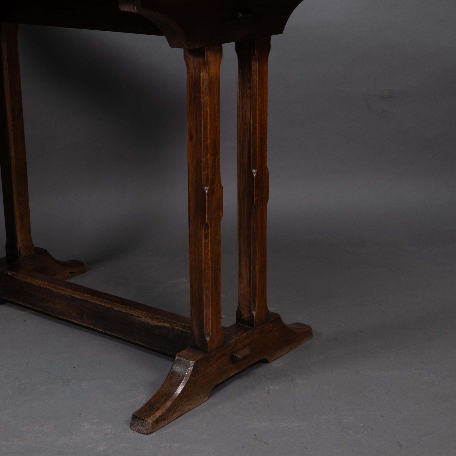 Furniture Cotswold Style Oak Refectory Dining Or Library Table With Carved Chevron Details photo