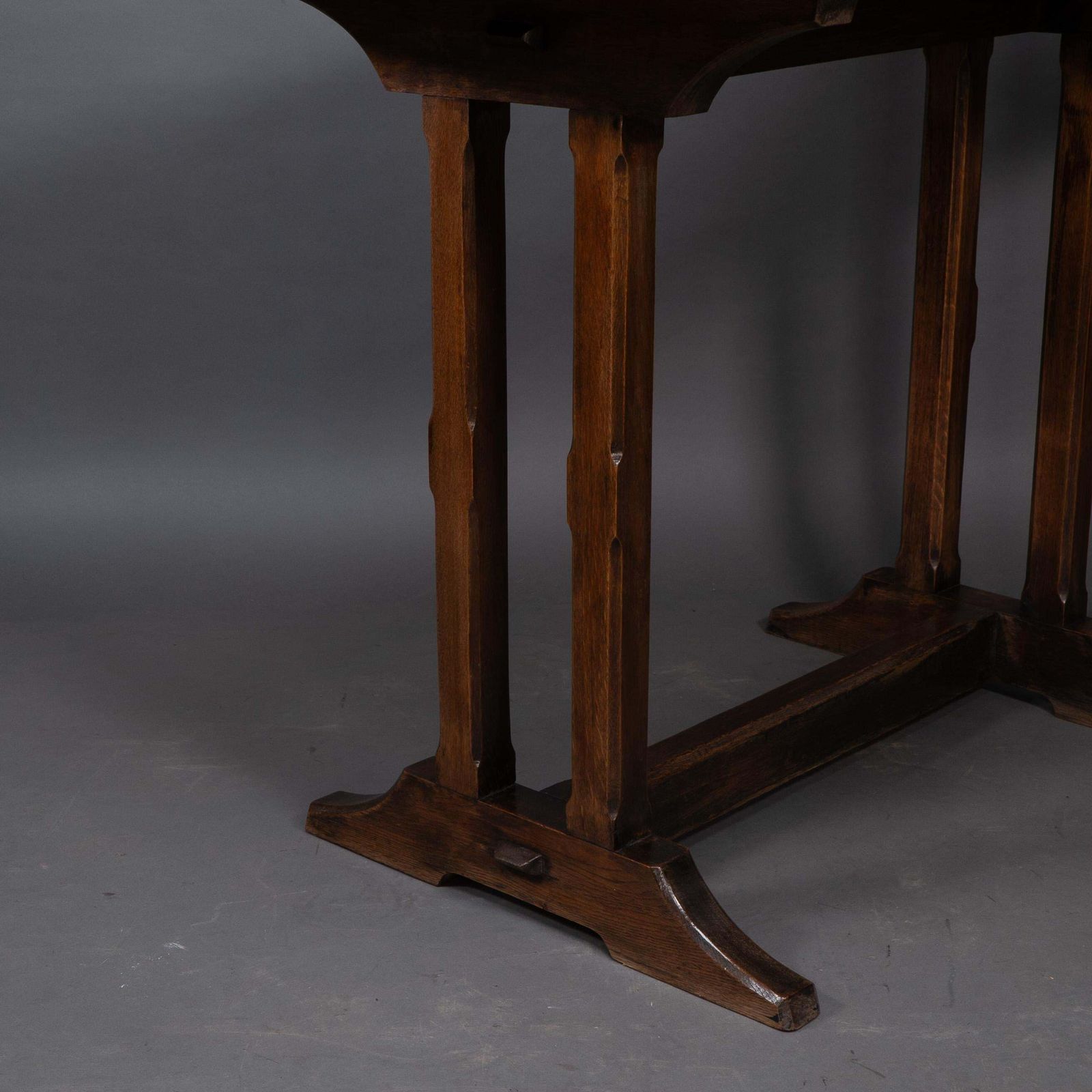2448.0 Cotswold Style Oak Refectory Dining Or Library Table With Carved Chevron Details photo