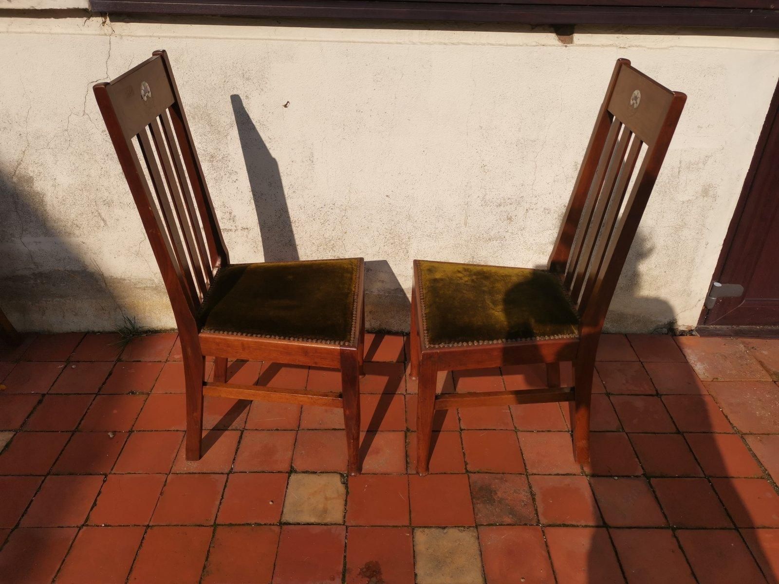 Liberty & Co Four English Arts & Crafts Walnut Chairs With Mother Of Pearl Inlay photo 2040.0