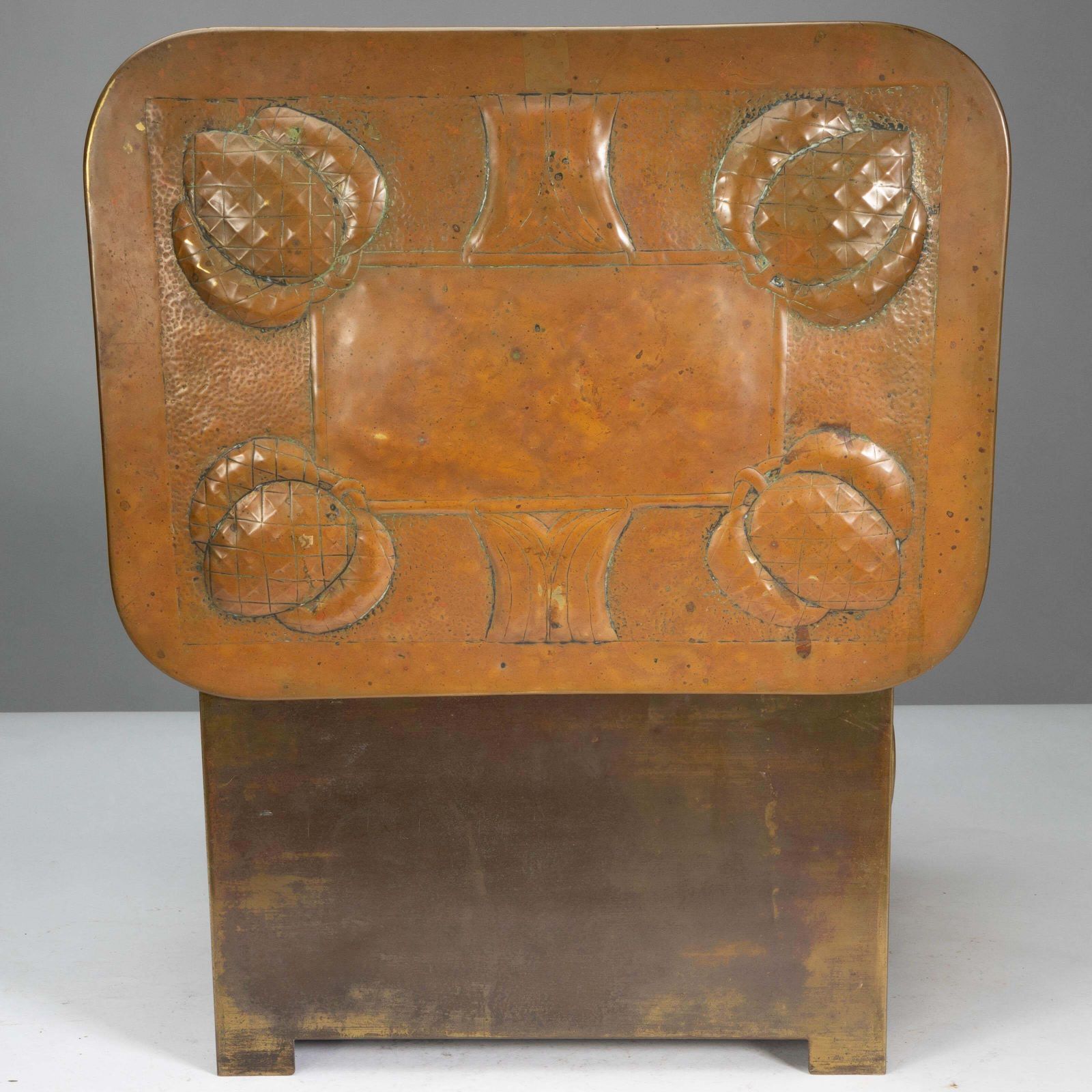 photo furniture Margaret Gilmour School. Scottish Arts & Crafts Coal Box With Thistle Detail