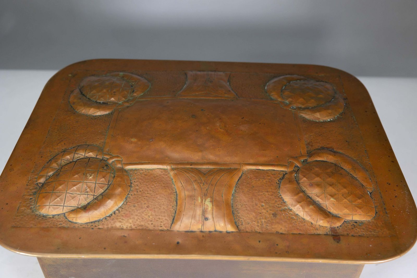 photo buy Margaret Gilmour School. Scottish Arts & Crafts Coal Box With Thistle Detail