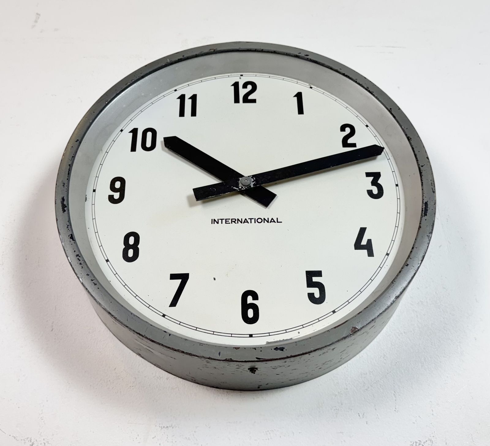 photo furniture Grey Industrial Factory Wall Clock From International, 1950s
