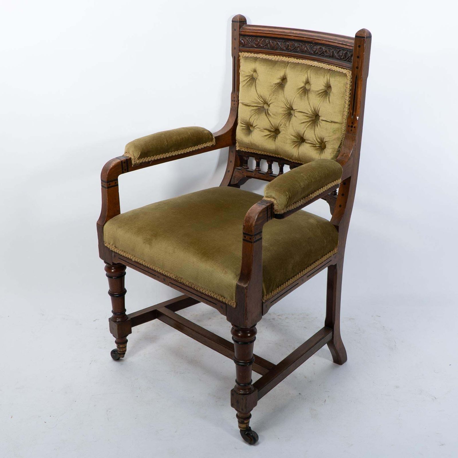 Charles Bevan Attr. A Set Of Five Gothic Revival Oak Dining Chairs & An Armchair photo Furniture