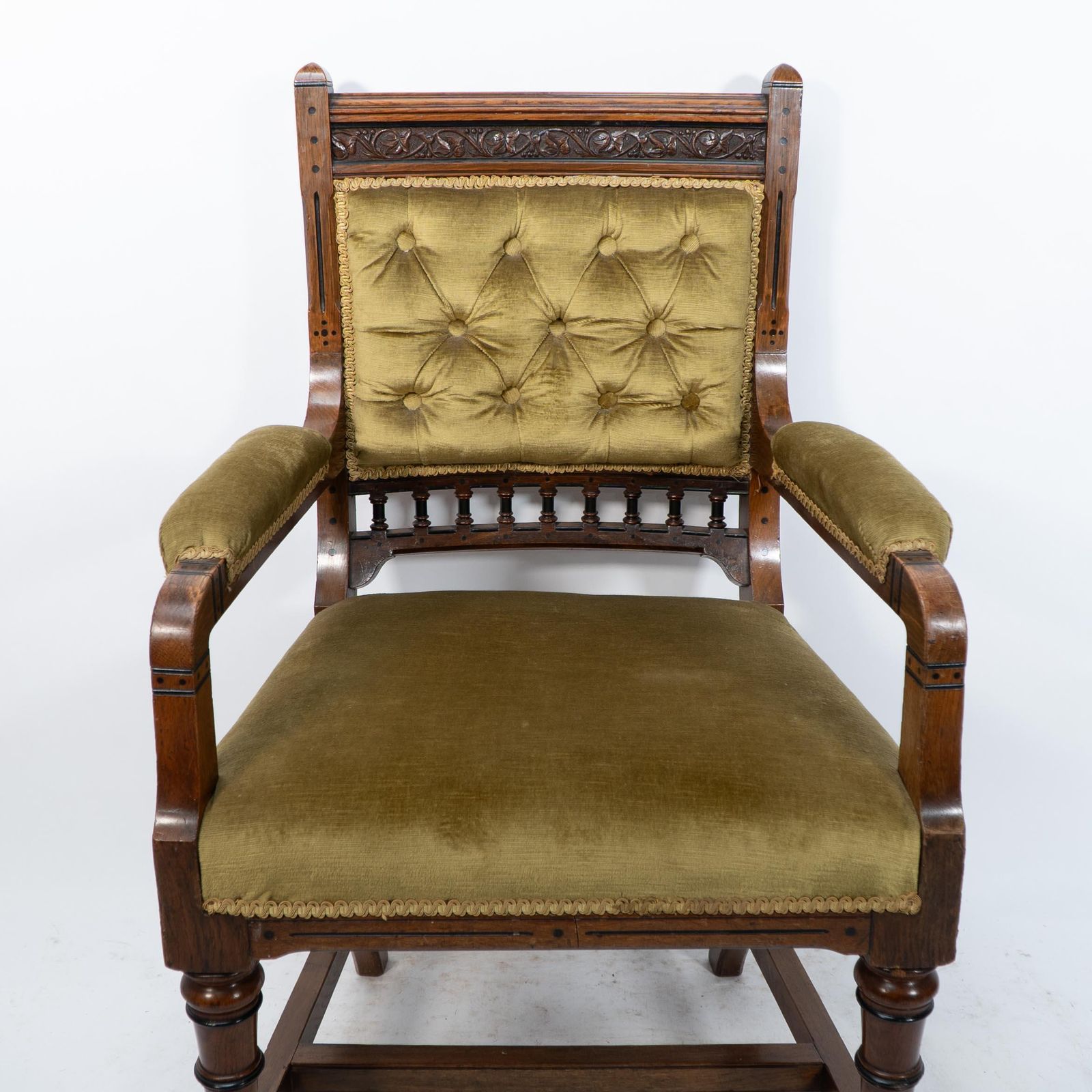 Charles Bevan Attr. A Set Of Five Gothic Revival Oak Dining Chairs & An Armchair photo buy