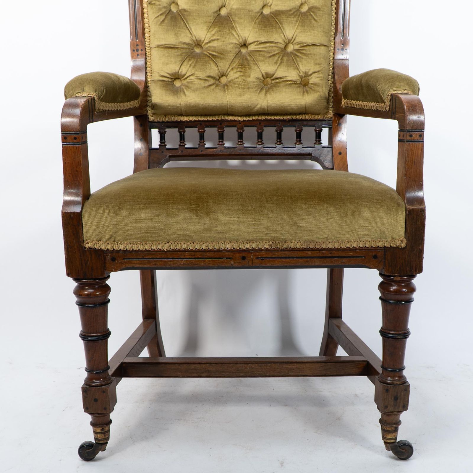 photo for sale Charles Bevan Attr. A Set Of Five Gothic Revival Oak Dining Chairs & An Armchair
