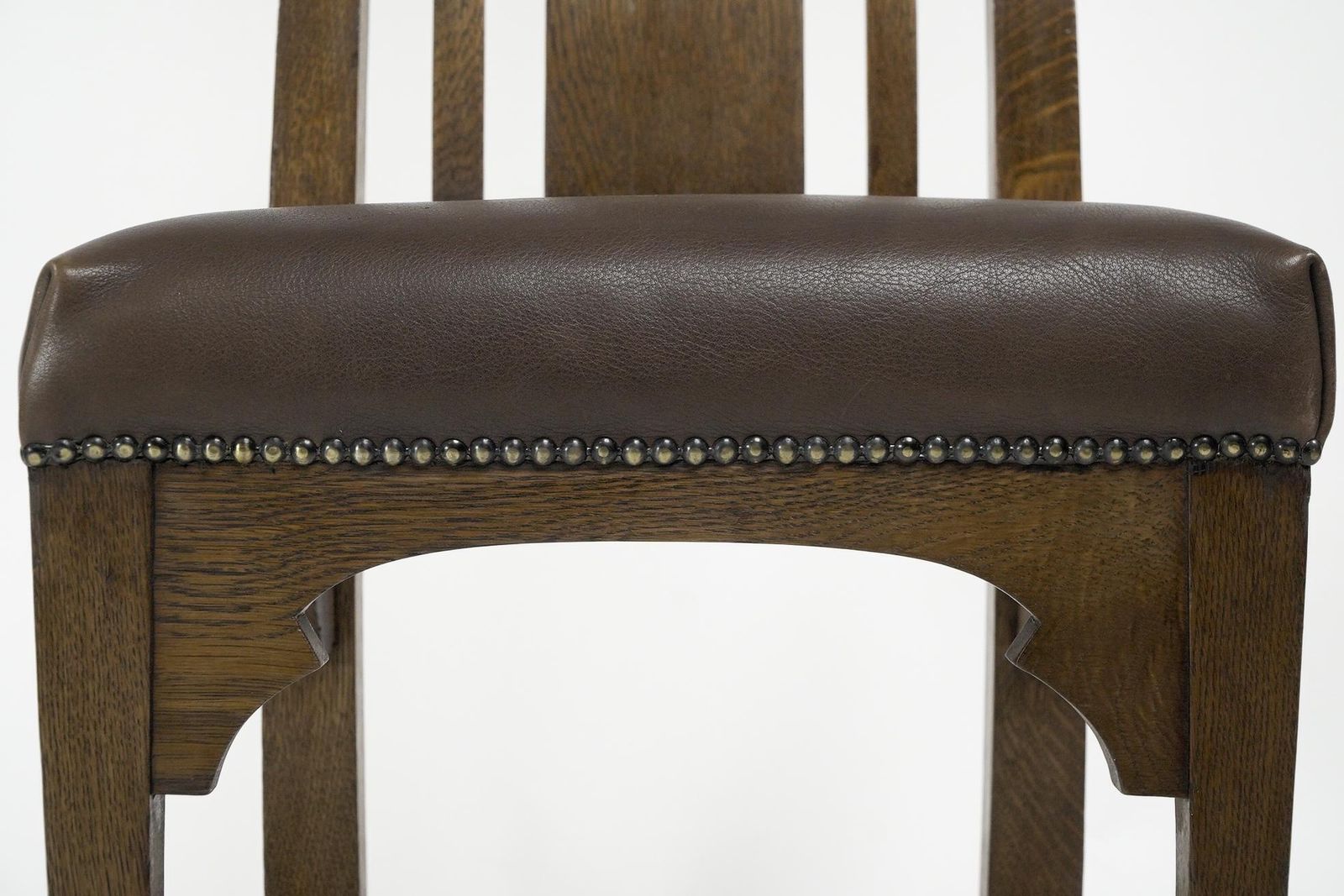 Furniture Norman & Stacey Attributed. An Arts And Crafts High With Shaped Back Oak Chair photo