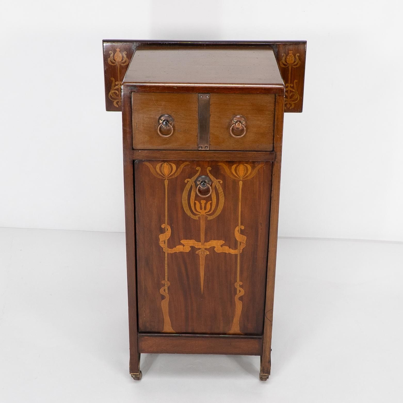 Liberty & Co Attributed. Arts & Crafts Coal Purdonium With Inlaid Floral Details photo furniture
