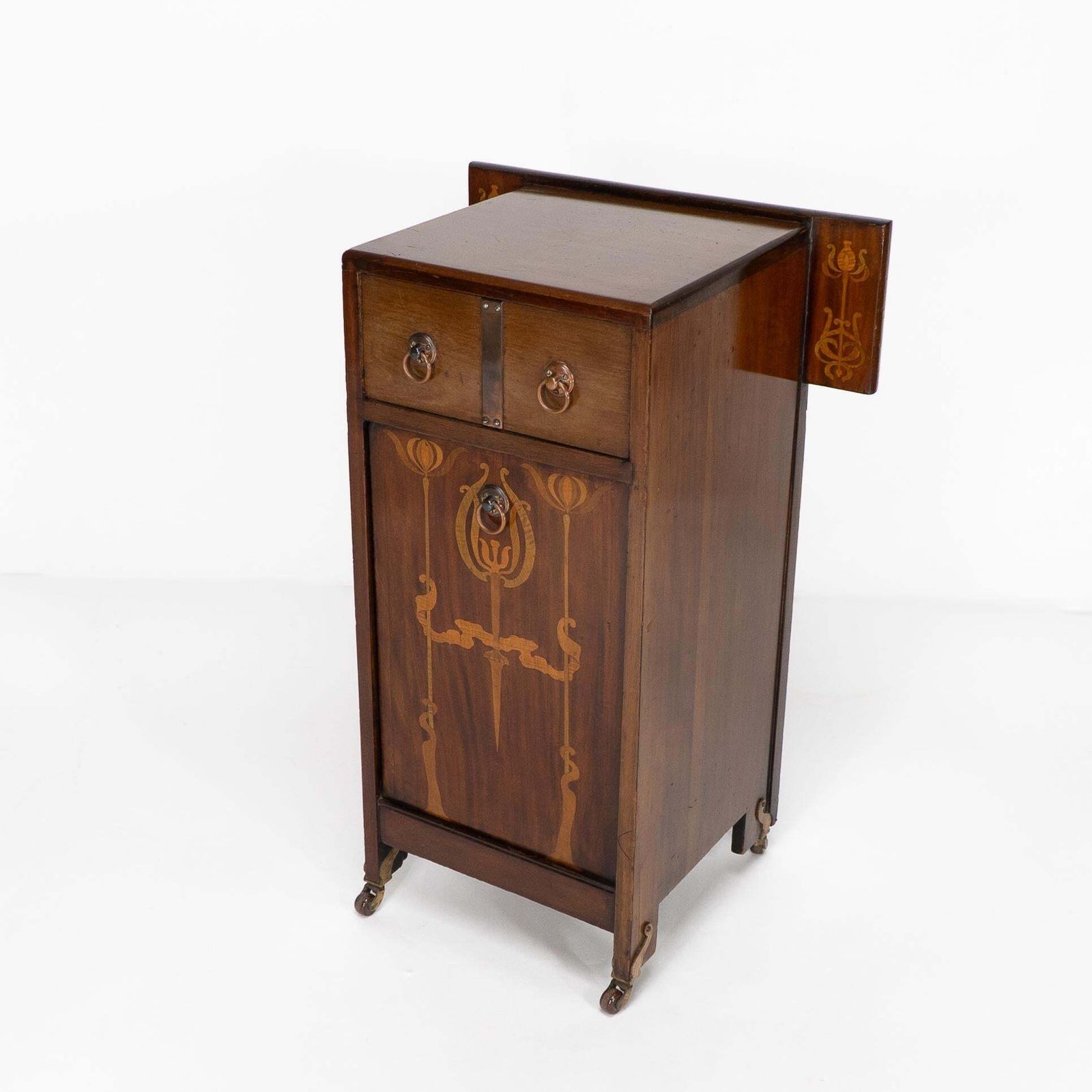 Liberty & Co Attributed. Arts & Crafts Coal Purdonium With Inlaid Floral Details photo for sale