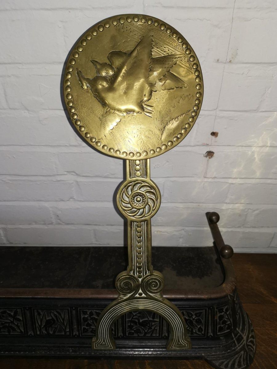 Thomas Jeckyll Attri., A Pair Of Anglo Japanese Brass Fire Dogs With Love Birds photo 2456.0