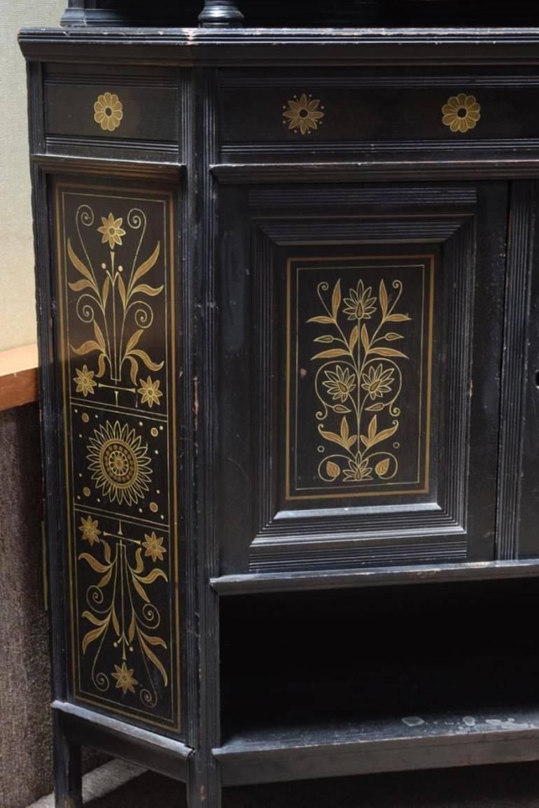 Daniel Cottier A Rare And Early Anglo Japanese Ebonized Tall Chest Of Drawers photo vintage
