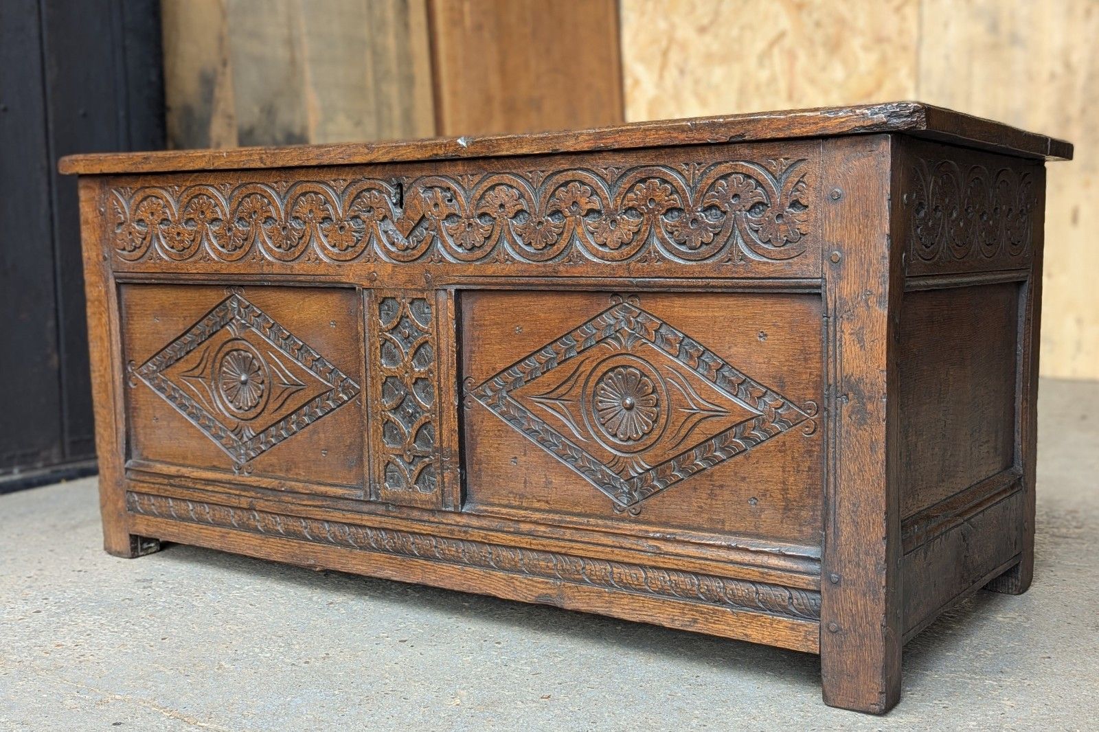 Antique Oak Coffer (Delivery Available) Small 17thc Oak photo for sale