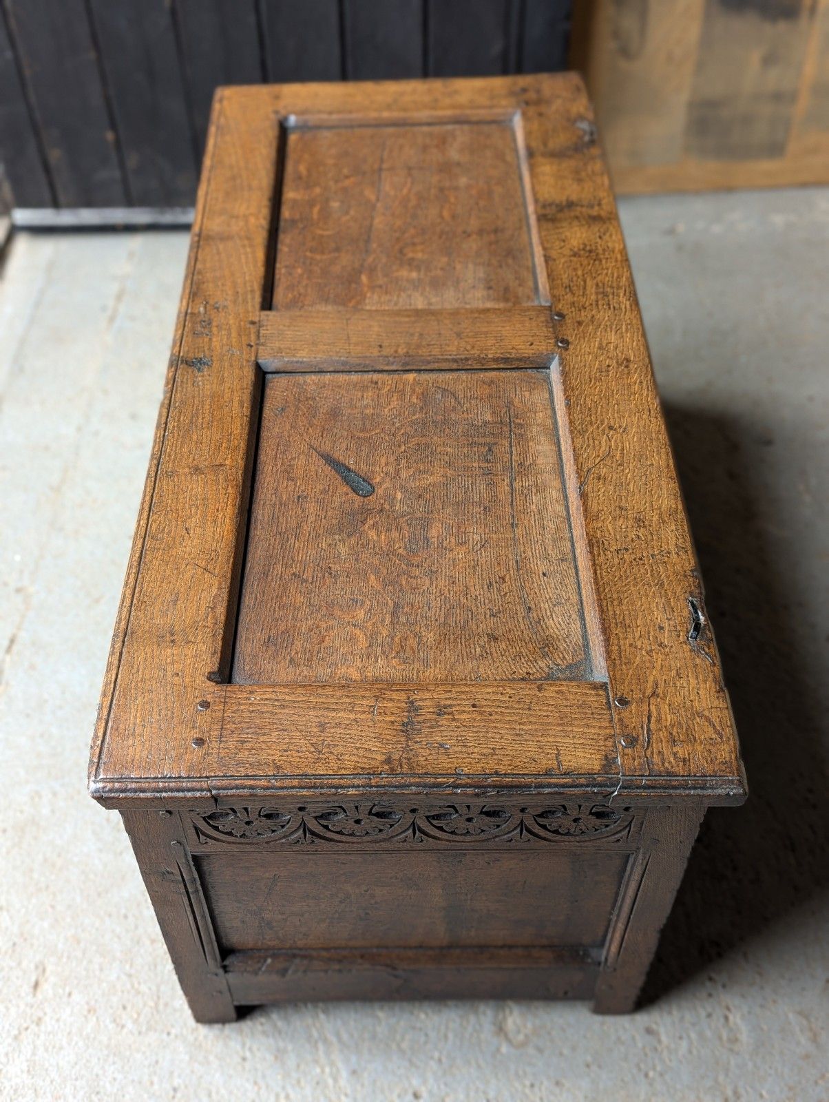 Antique Oak Coffer (Delivery Available) Small 17thc Oak photo 550.0