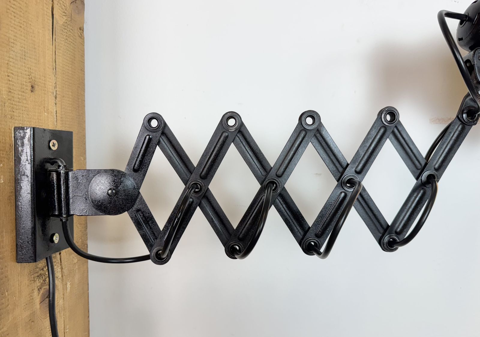 Industrial Black Scissor Wall Lamp, 1950s photo Lighting
