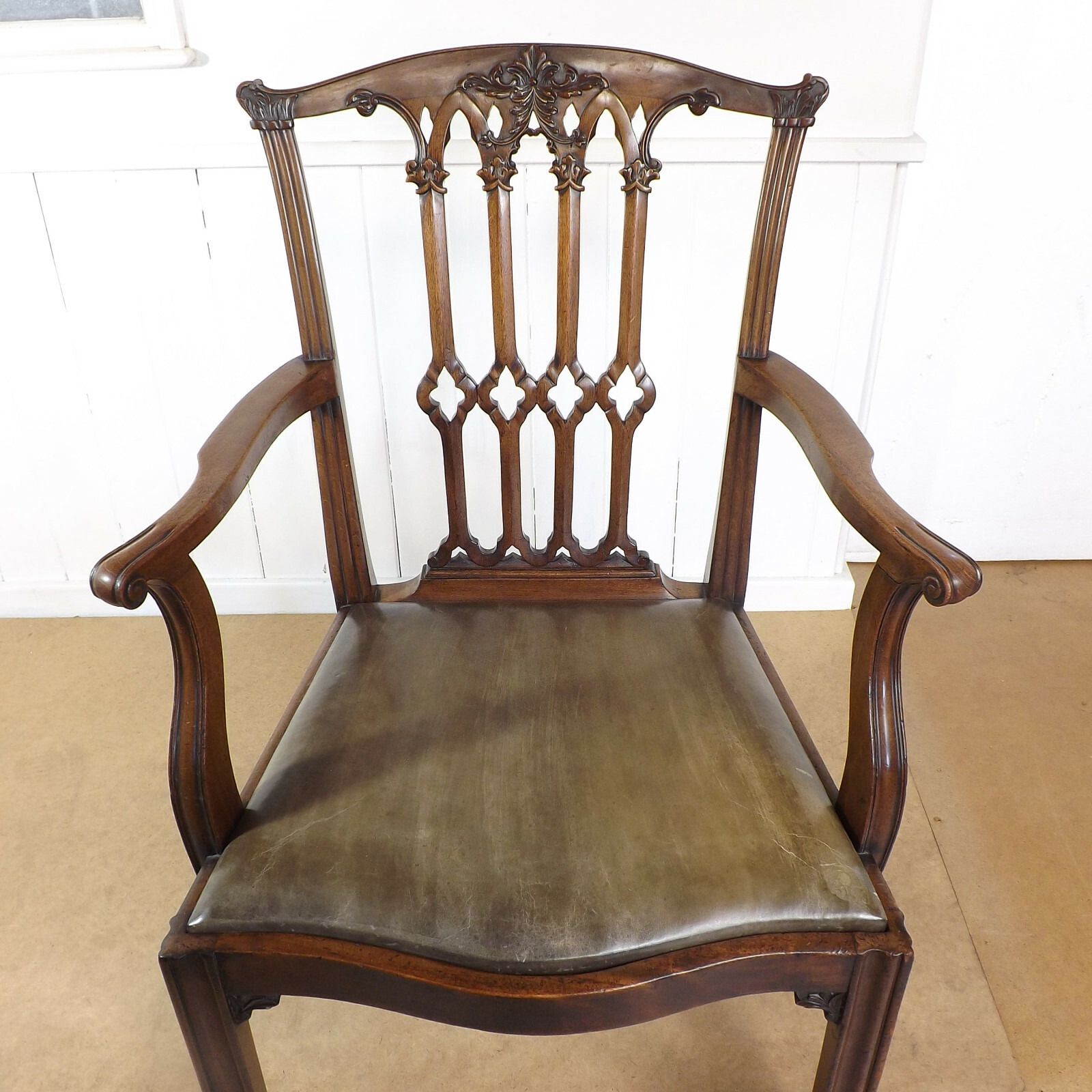 Desk Chair Arm Elbow Chippendale Mahogany C1900 Antique photo 450.0