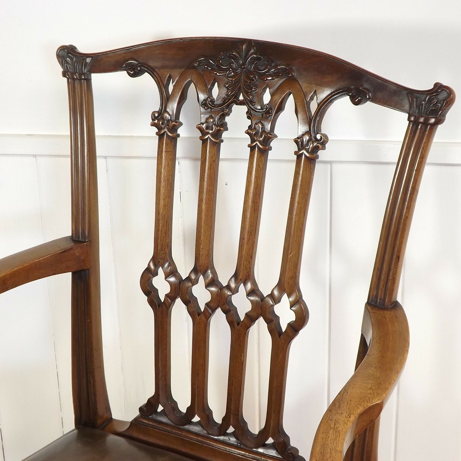 Desk Chair Arm Elbow Chippendale Mahogany C1900 Antique photo vinterior