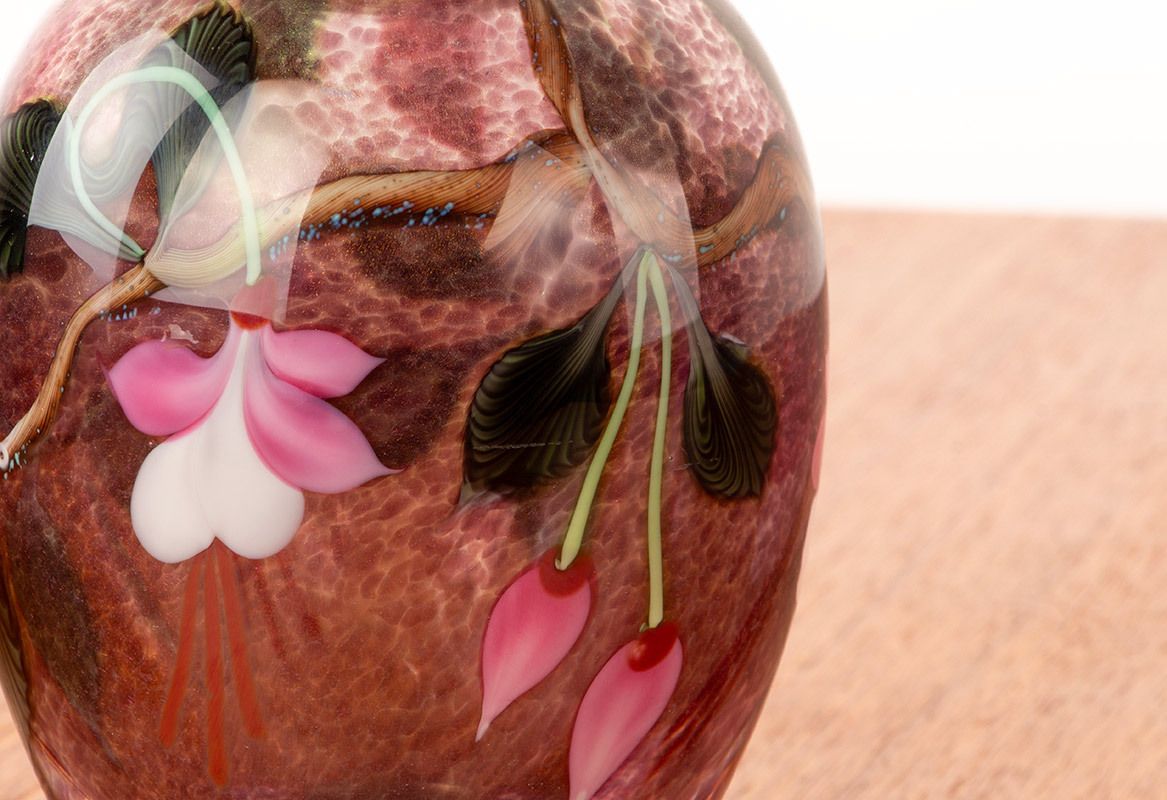 photo for sale Art Nouveau Style Blown Glass Vase By Ed Aleksander For Orient & Flume 1975.