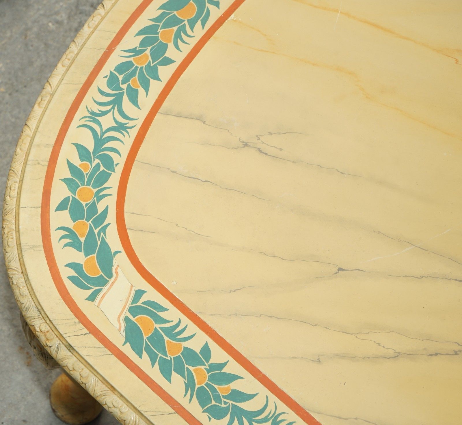 Period Hugely Extending Victorian Carved Walnut Faux Marble Painted Dining Table photo vintage