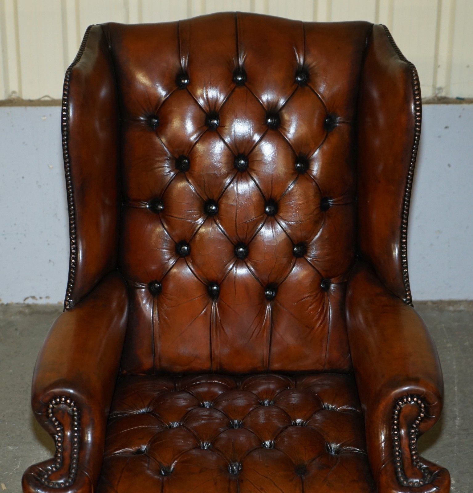 Pair Of Fully Restored William Morris Arm Chesterfield Tufted Wingback Armchairs photo Furniture