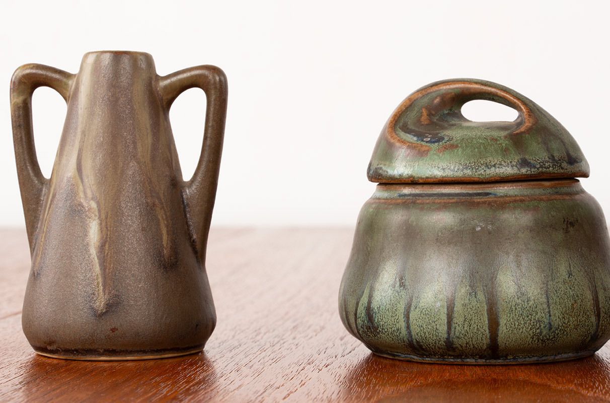 Set Of 3 Denbac Art Deco Ceramics In Flamed Stoneware 1930. photo buy