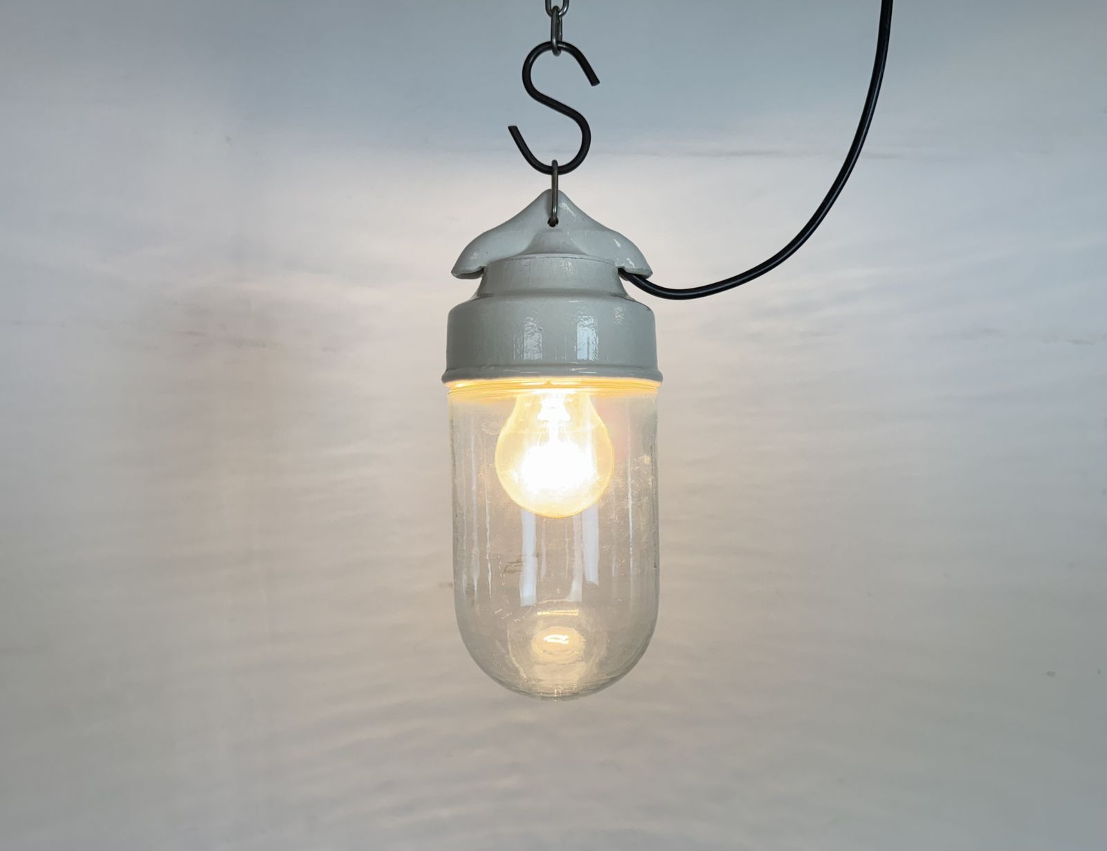 Vintage White Porcelain Pendant Light, 1970s photo Lighting