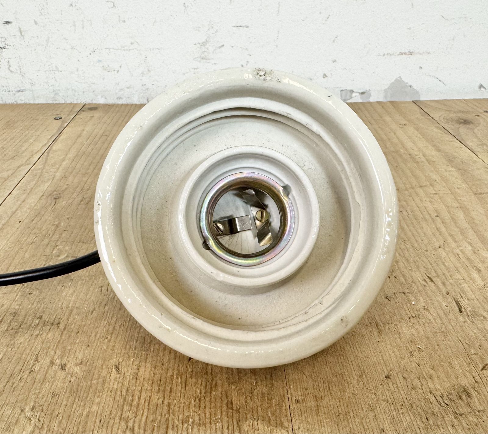 photo for sale Vintage White Porcelain Pendant Light, 1970s