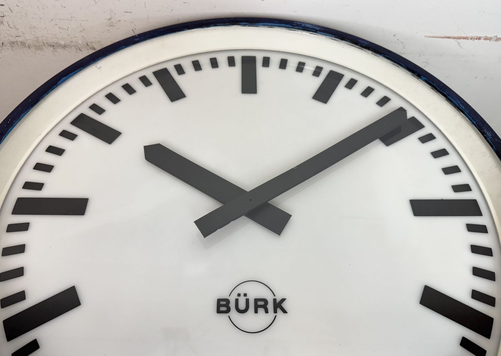 photo for sale Huge Blue German Industrial Factory Wall Clock From Burk, 1960s