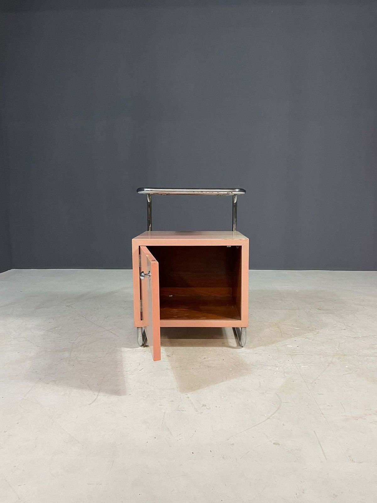Kovona Bauhaus Style Bedside Table, 1950s, Czechoslovakia photo Furniture