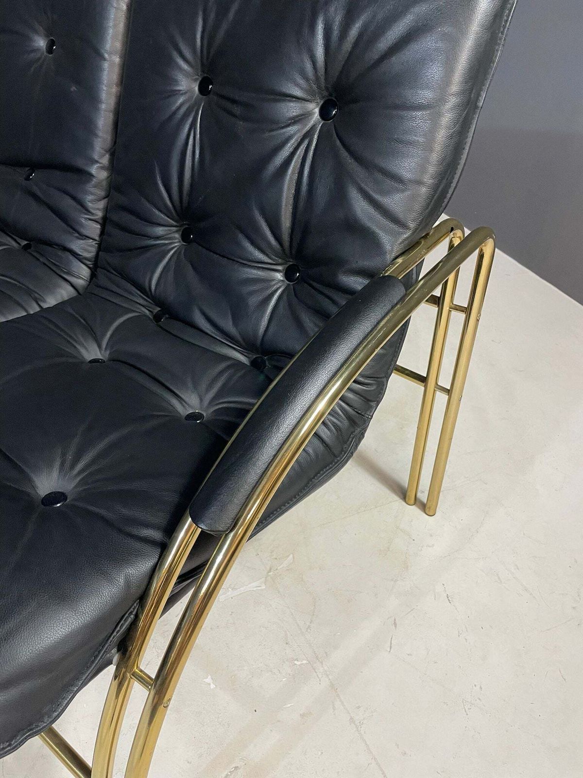 Vintage Leren Bank Met Metalen Frame, Jaren 1990 photo furniture