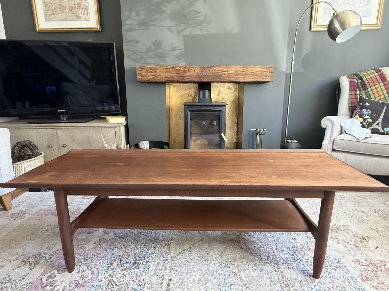 Vintage Mid Century Teak Surfboard Coffee Table