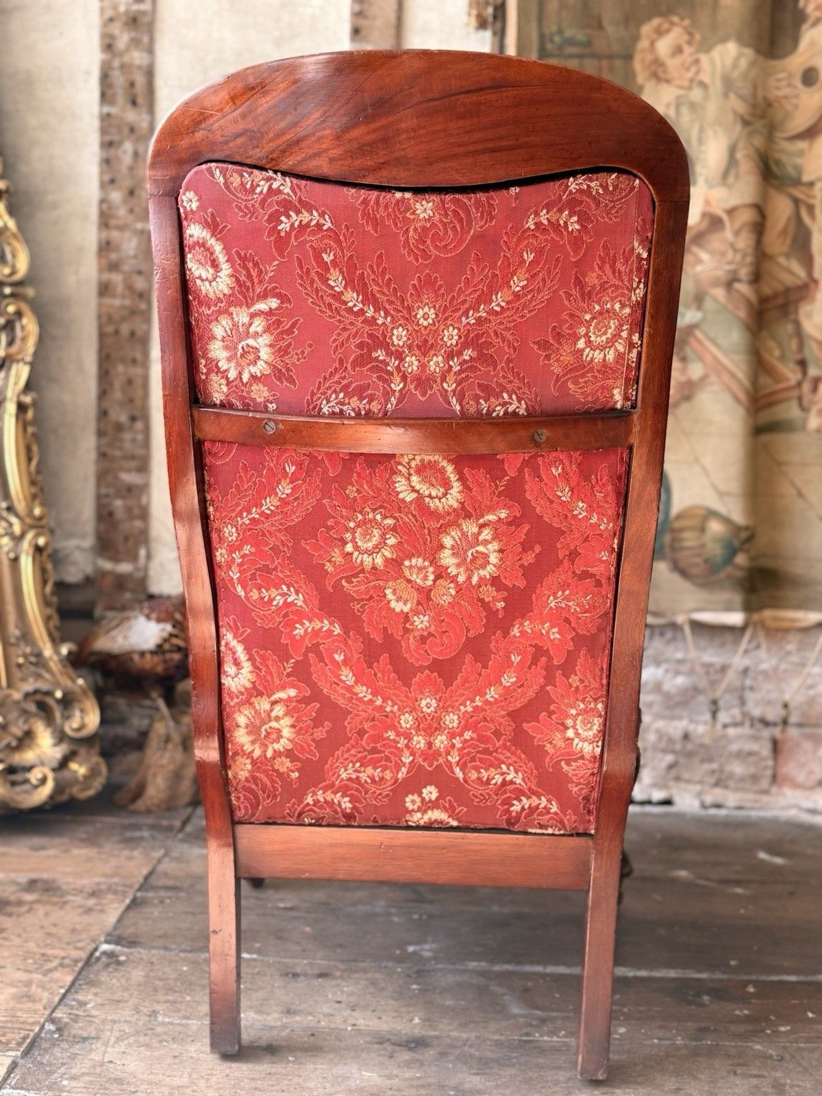 English Antique Mahogany Victorian Large Scrolled Elbow Arm Chair C 1860 photo vintage