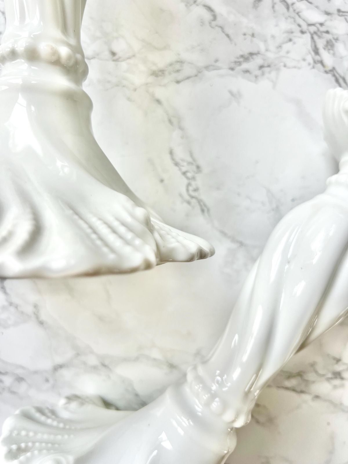 Limoges Antique White Porcelain Tall Pair Candlestick Holder Sea Decor Rococo Rocaille French Chateau Embossed Shell Signed 1800 photo furniture