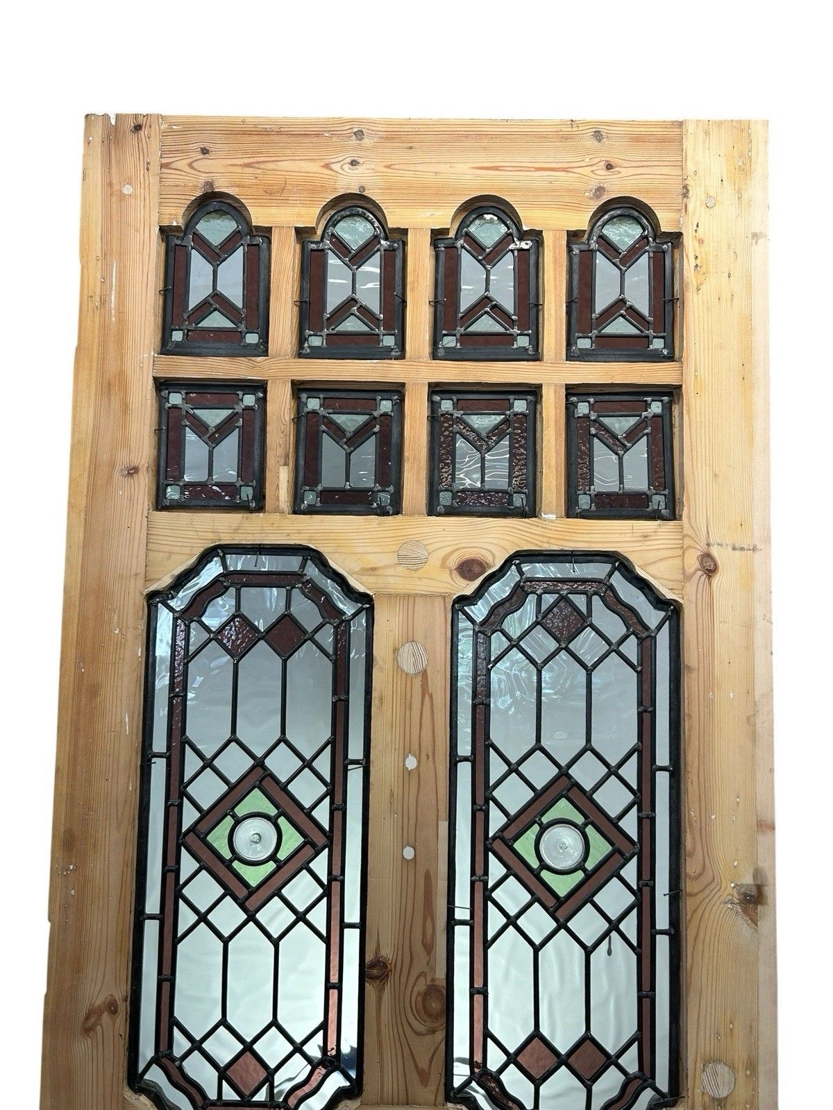 Home Fixtures Edwardian Stained Glass Front Door Old Antique Period Reclaimed Wood Refurb photo