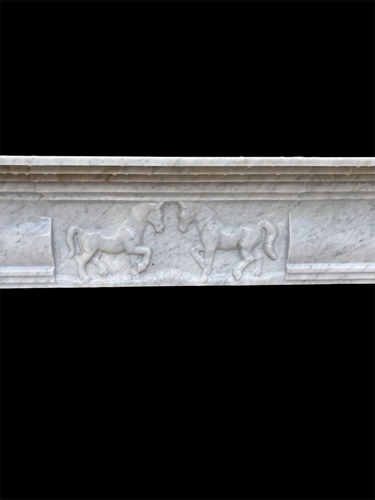 Large Original Roger Pearson Marble Fireplace Carved Equestrian Surround Reclaim photo Home Fixtures