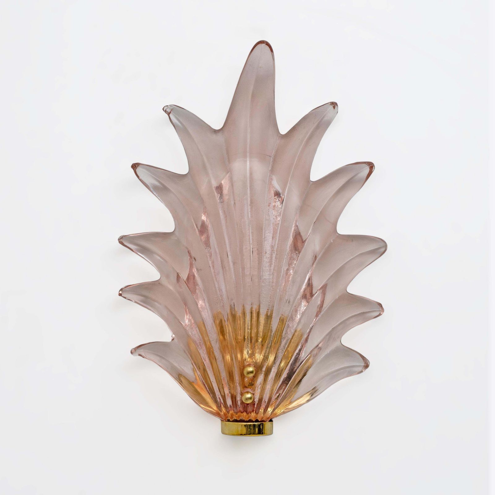 Pair Barovier & Toso Style Modern Italian Murano Glass Leaf Sconces photo for sale