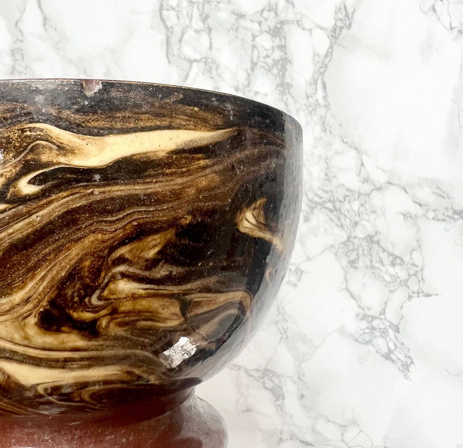 Antique Sarreguemines Pottery Lidded Tureen Traditional Soup Bowl Hand Made 1800 South Of France Earthenware Brown Terre Melee Provence photo vintage
