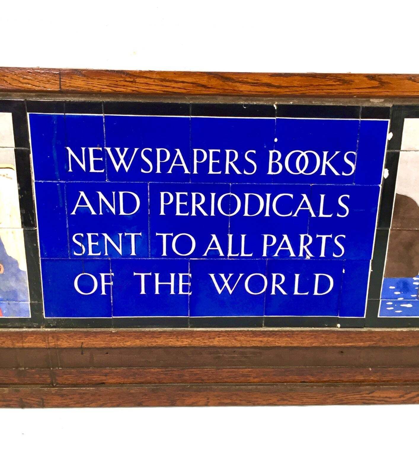 Antique Advertising W. H. Smith Stationery Shop Large Framed Tile Sign C.1920 photo buy