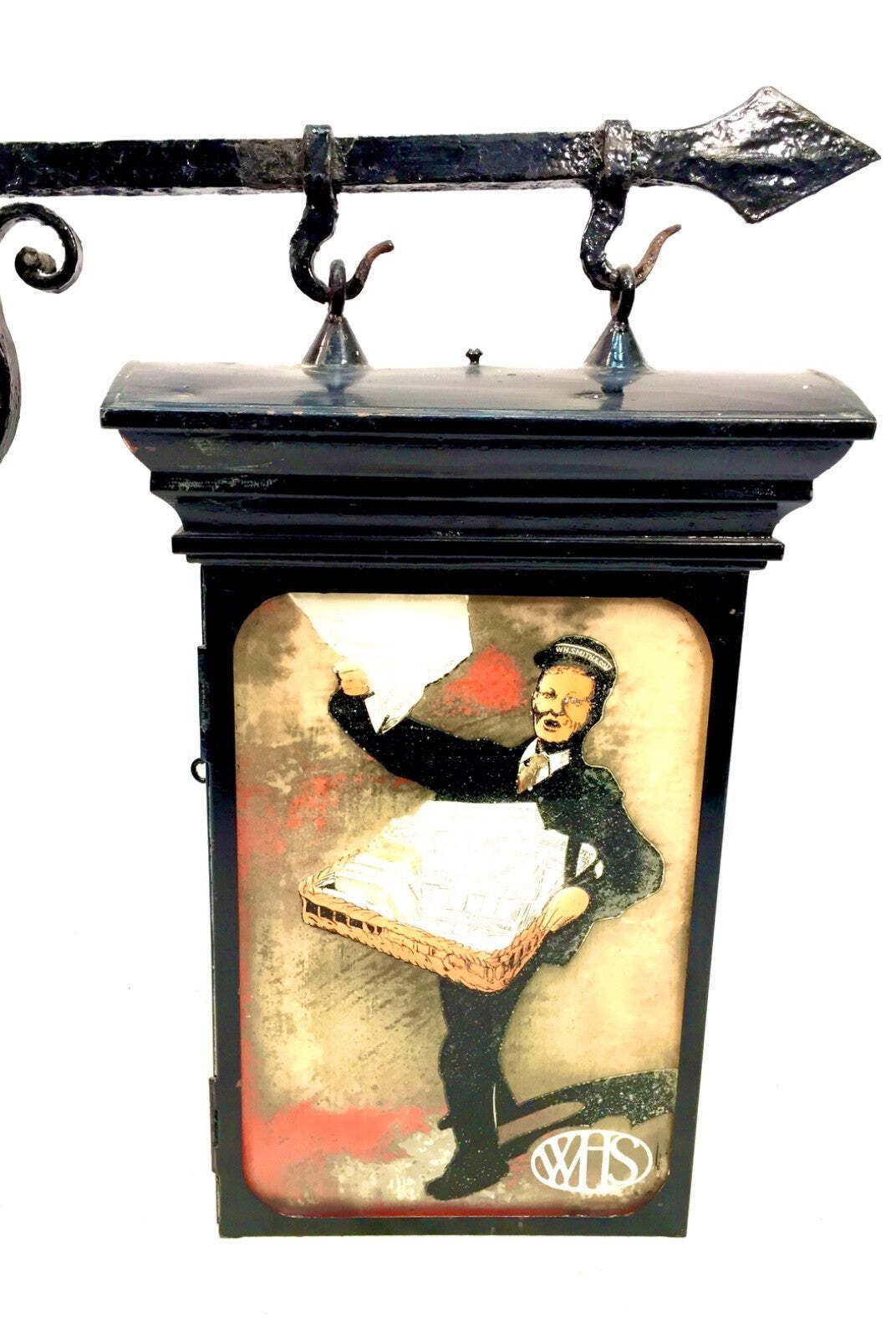 photo for sale Antique Advertising 1930s W. H. Smith Glass Lightbox Sign On Original Bracket
