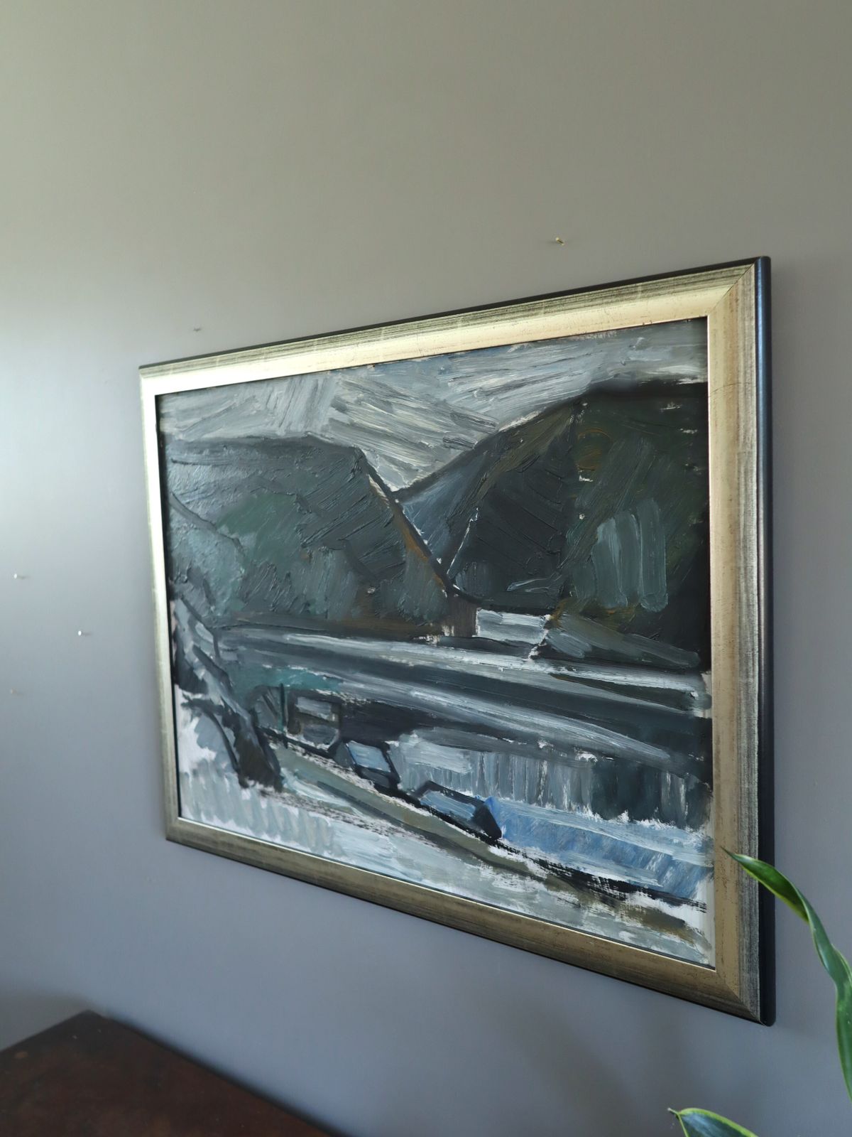 Winter Valley Oil Painting, Mid 20th Century photo Art