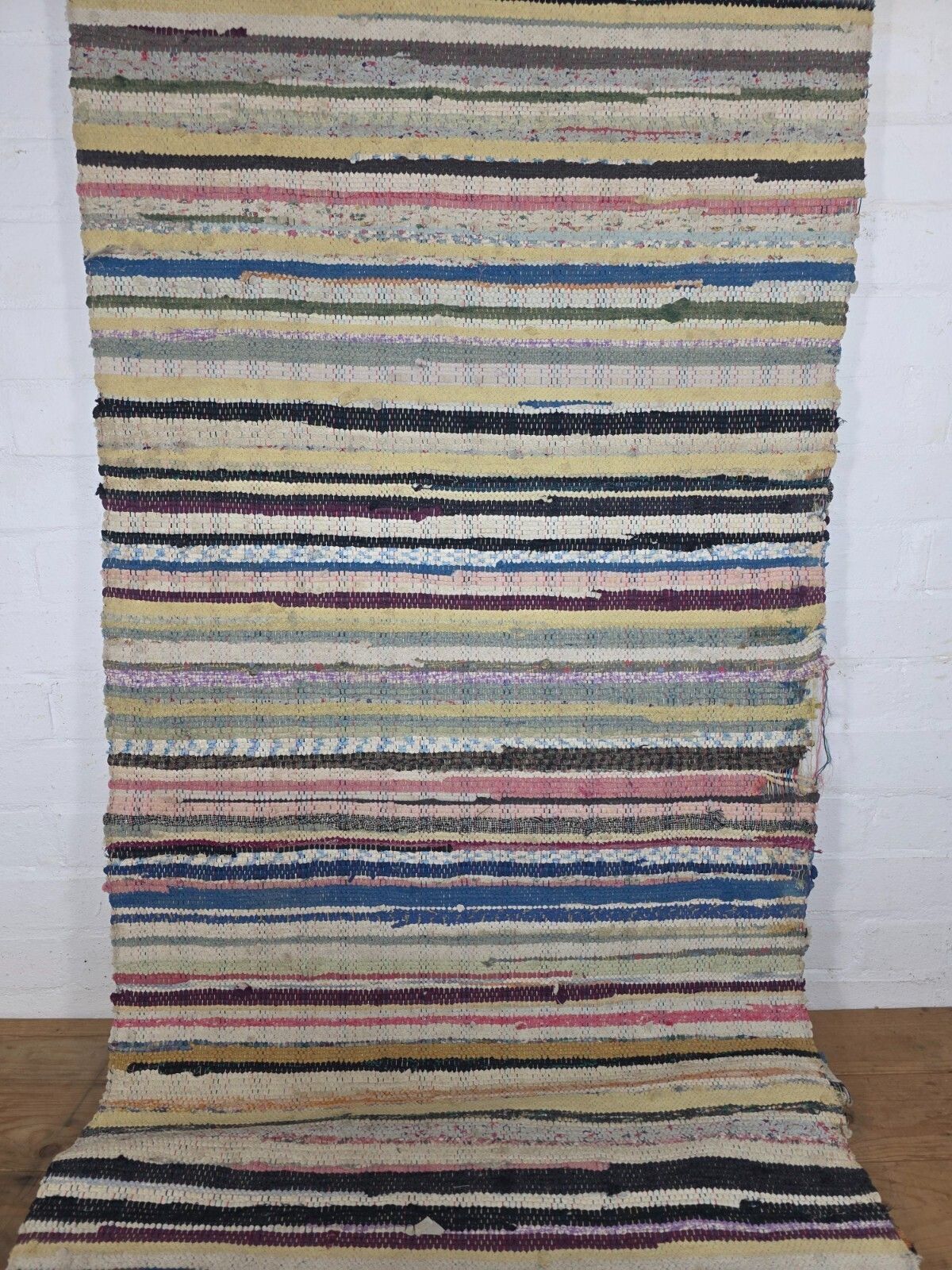 photo for sale Vintage 4.5m 1950's Swedish Scandinavian Hand Woven Rag Rug Carpet Runner Yoga