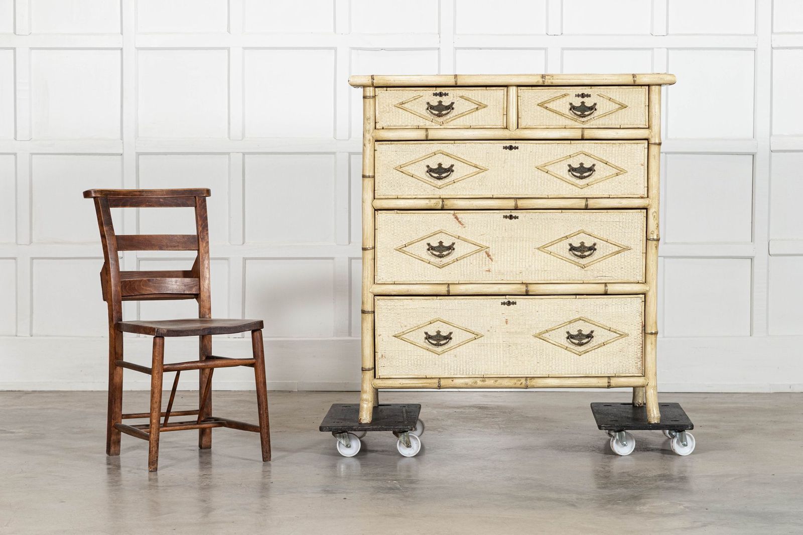 19thc English Painted Bamboo Chest Drawers photo vinterior